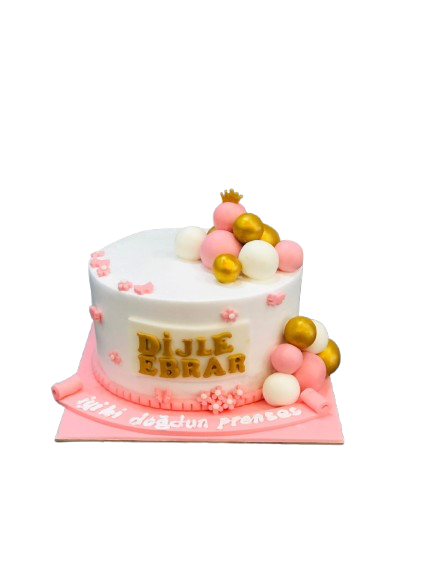 Pembe Prenses Balonları Butik Pasta
